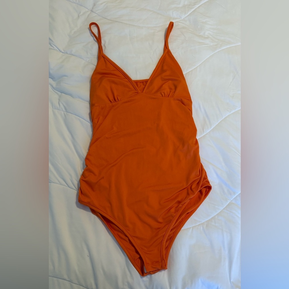 Orange Bodysuit with Adjustable Straps